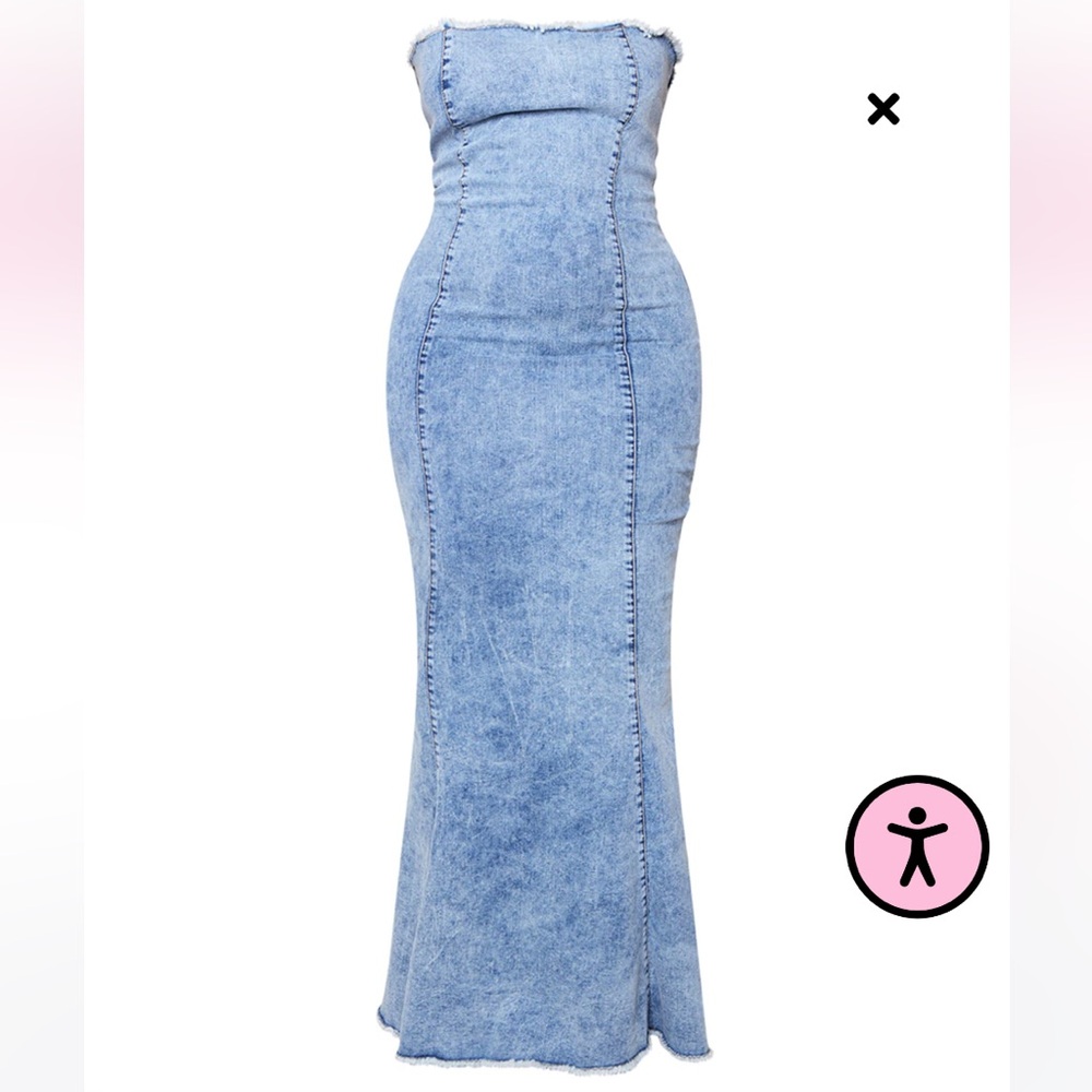 Light Washed Blue Stretch Denim Maxi Dress Size US 20/ UK 24 / EUR 52 NWOT